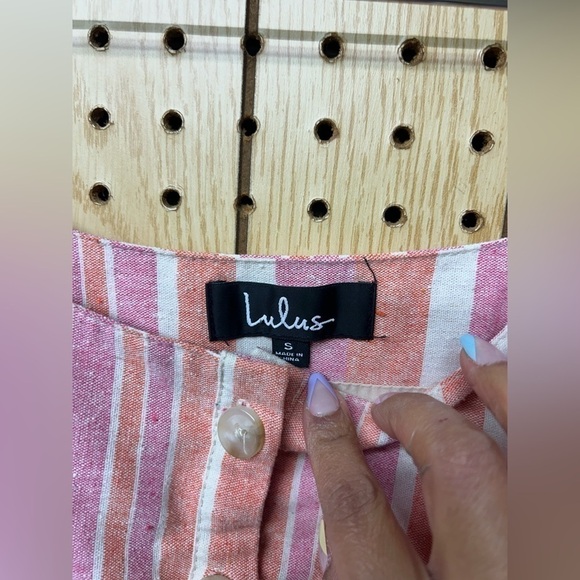 Lulu’s Brooklin Pink Multi Striped Button Front Mini Dress - Picture 5 of 8